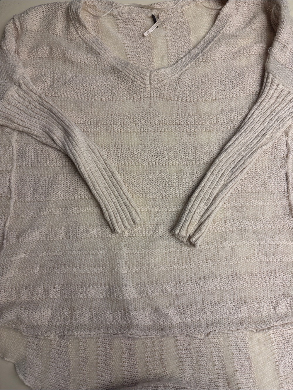 Free People Cream Hi/Low Sweater XS Oversized